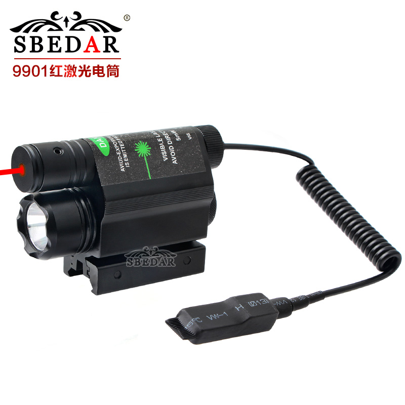 LED白光强光战术电筒红激光一体瞄准器9901