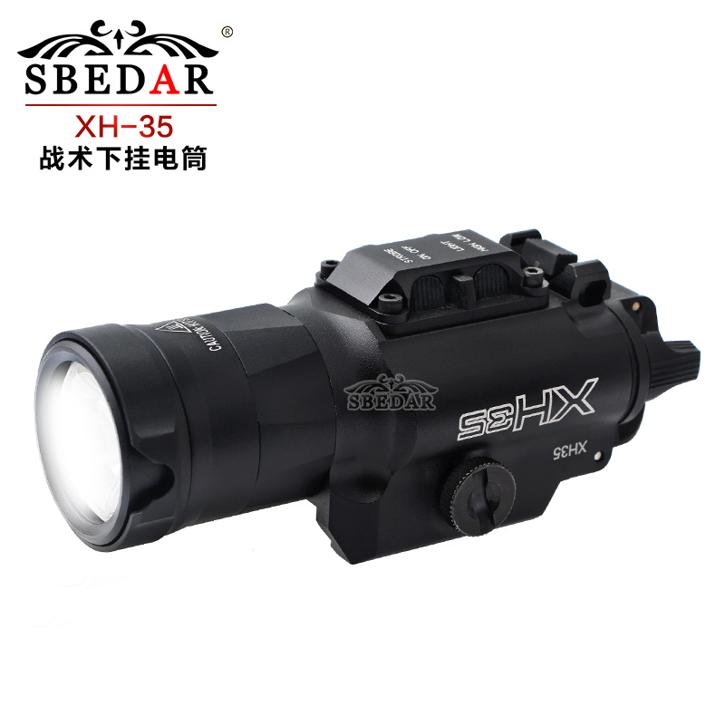 跨境XH35战术手电400流明超高亮度白光LED暴闪下挂电筒