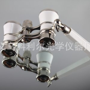 云光斯比达3X25珍珠白带柄观剧镜 女士礼品 金属袖珍双筒望远镜